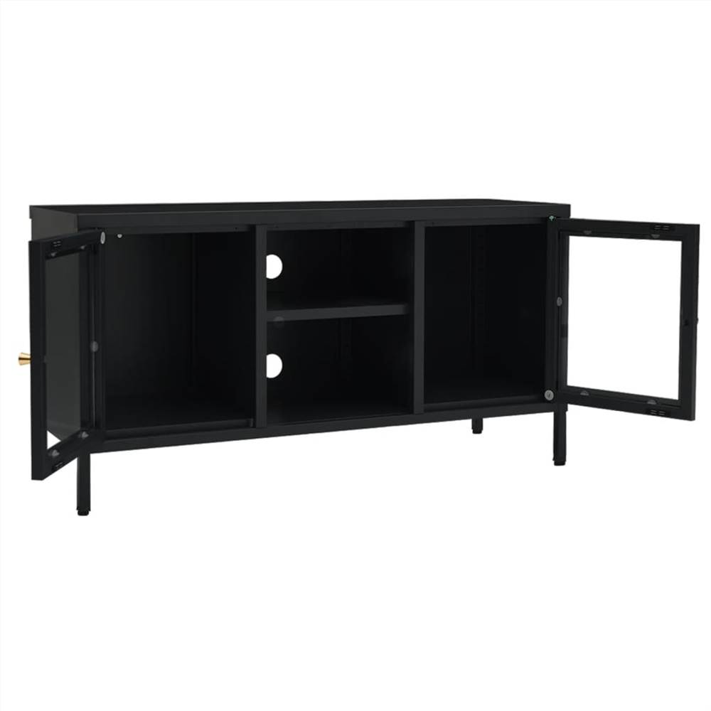 TV Cabinet Black 105x35x52 cm Steel and Glass