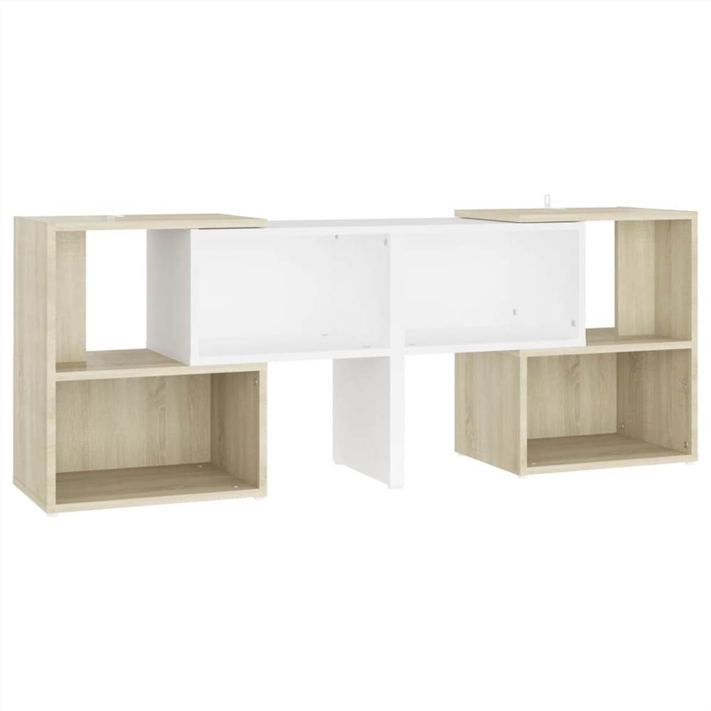 TV Cabinet White and Sonoma Oak 104x30x52 cm Chipboard