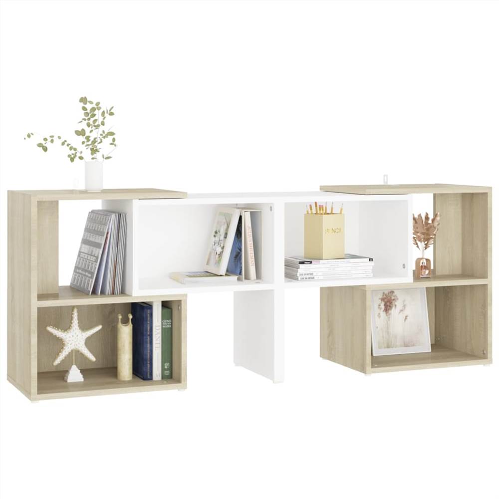 TV Cabinet White and Sonoma Oak 104x30x52 cm Chipboard