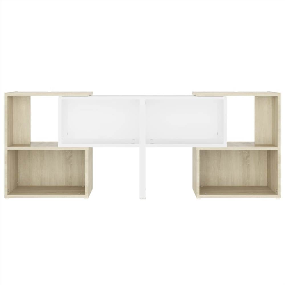 TV Cabinet White and Sonoma Oak 104x30x52 cm Chipboard