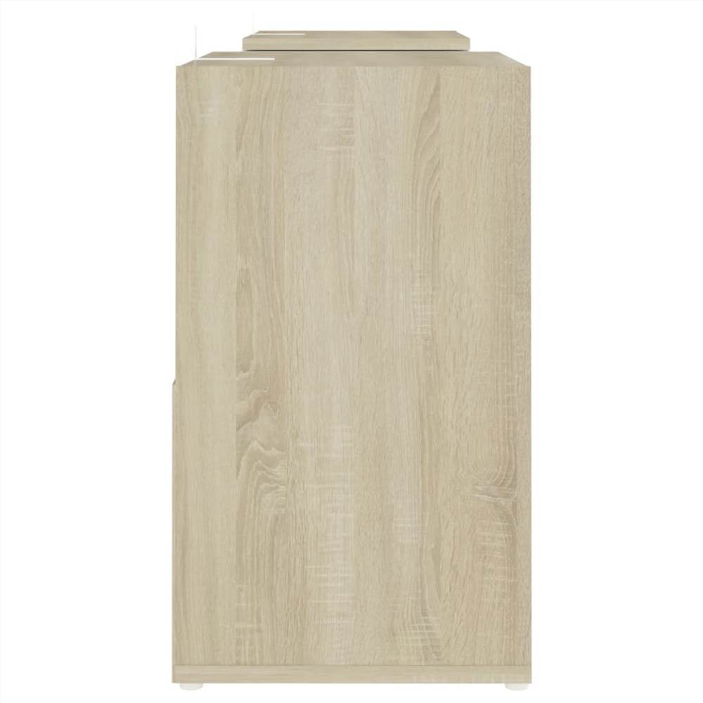 TV Cabinet White and Sonoma Oak 104x30x52 cm Chipboard