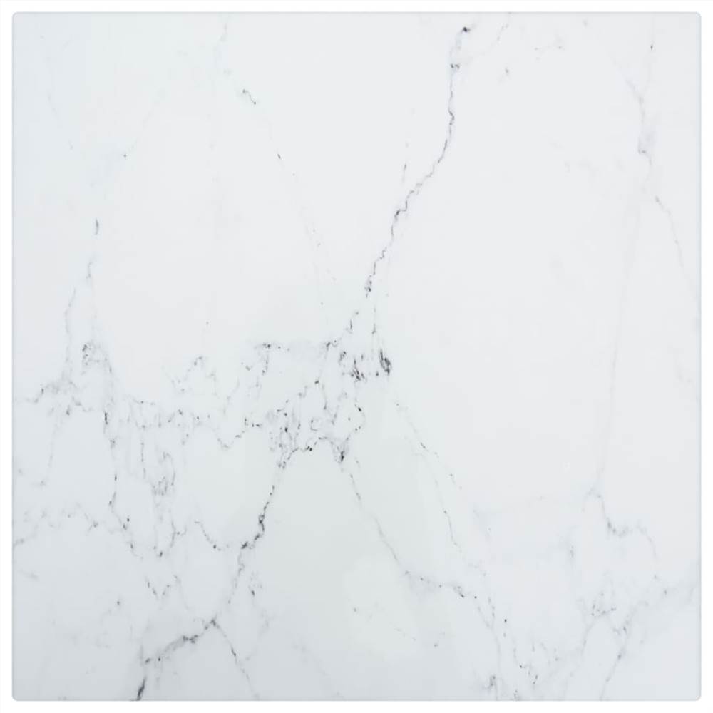 

Table Top White 30x30 cm 6 mm Tempered Glass with Marble Design
