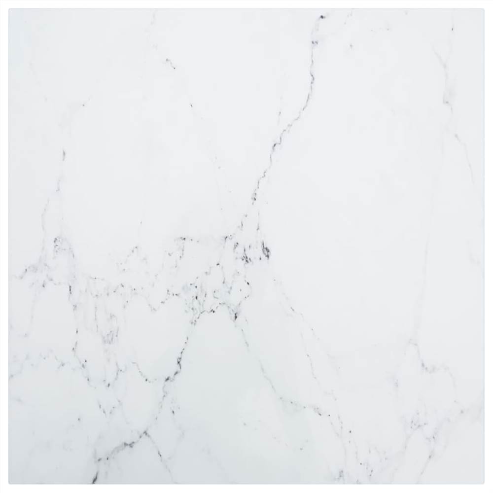 

Table Top White 60x60 cm 6 mm Tempered Glass with Marble Design