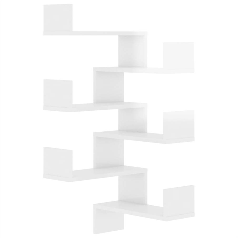 Wall Corner Shelves 2 pcs High Gloss White 40x40x50 cm Chipboard