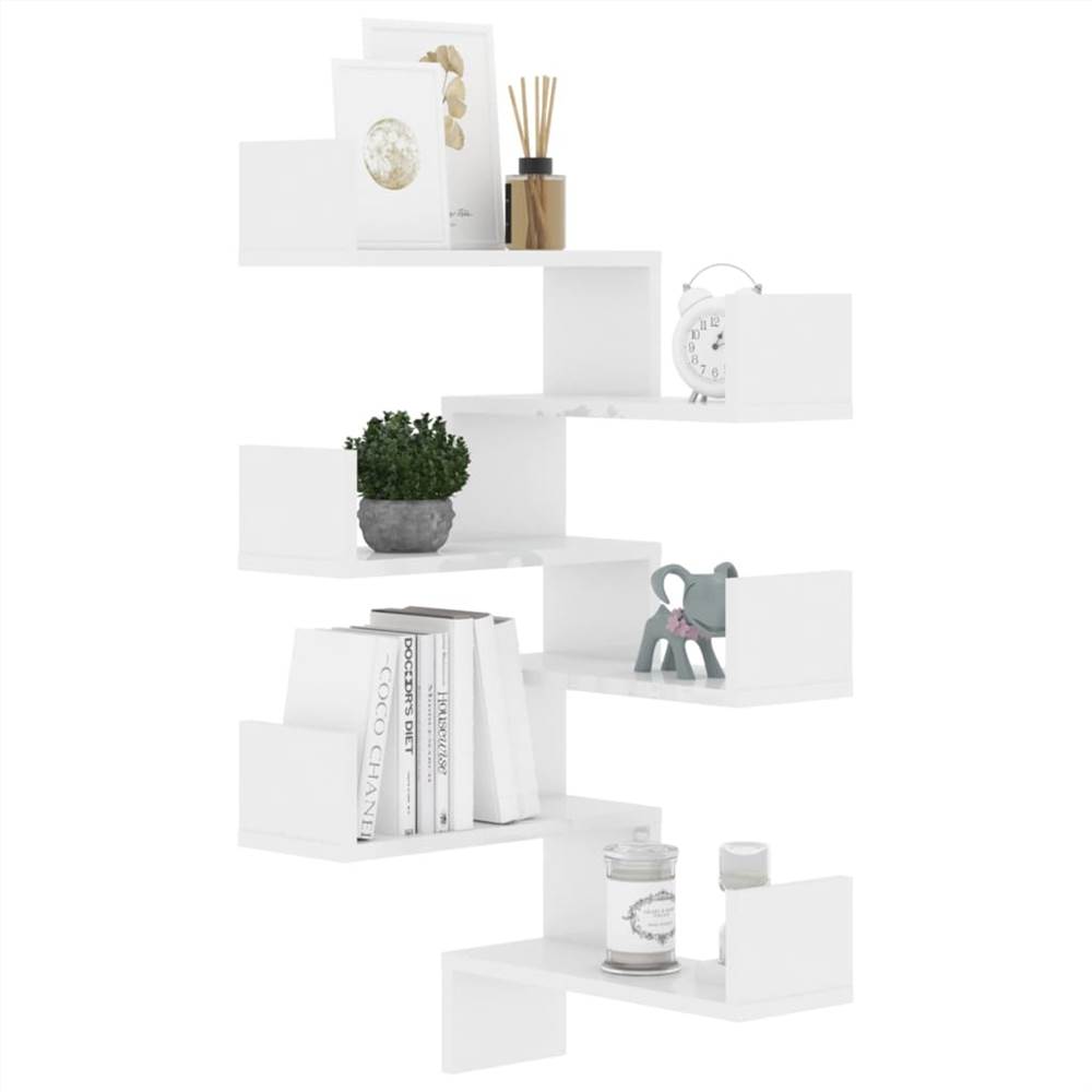 Wall Corner Shelves 2 pcs High Gloss White 40x40x50 cm Chipboard