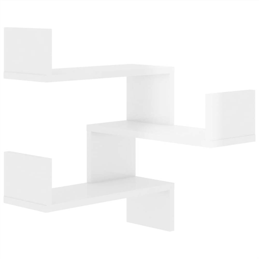 Wall Corner Shelves 2 pcs High Gloss White 40x40x50 cm Chipboard