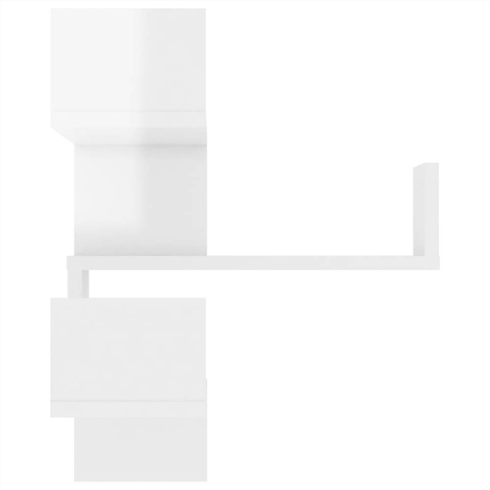 Wall Corner Shelves 2 pcs High Gloss White 40x40x50 cm Chipboard