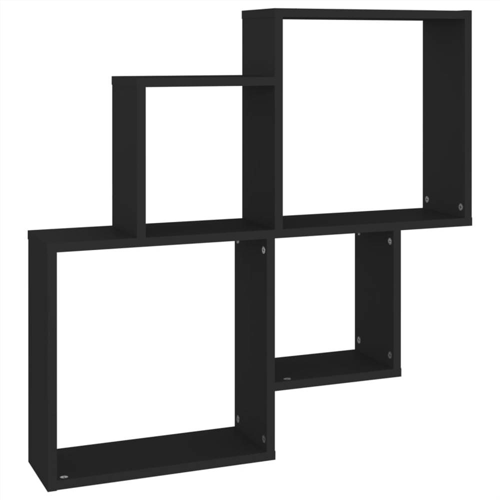 Wall Cube Shelf Black 80x15x78.5 cm Chipboard
