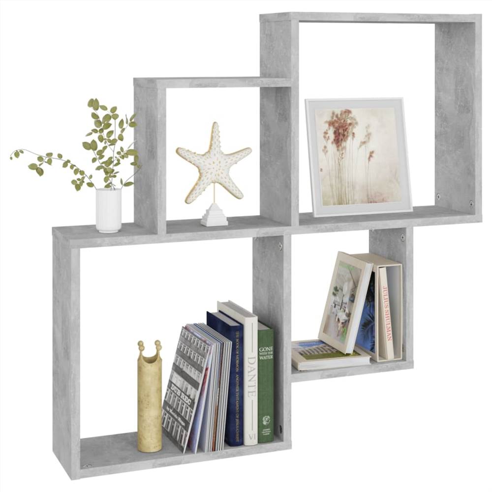 Wall Cube Shelf Concrete Grey 80x15x78.5 cm Chipboard