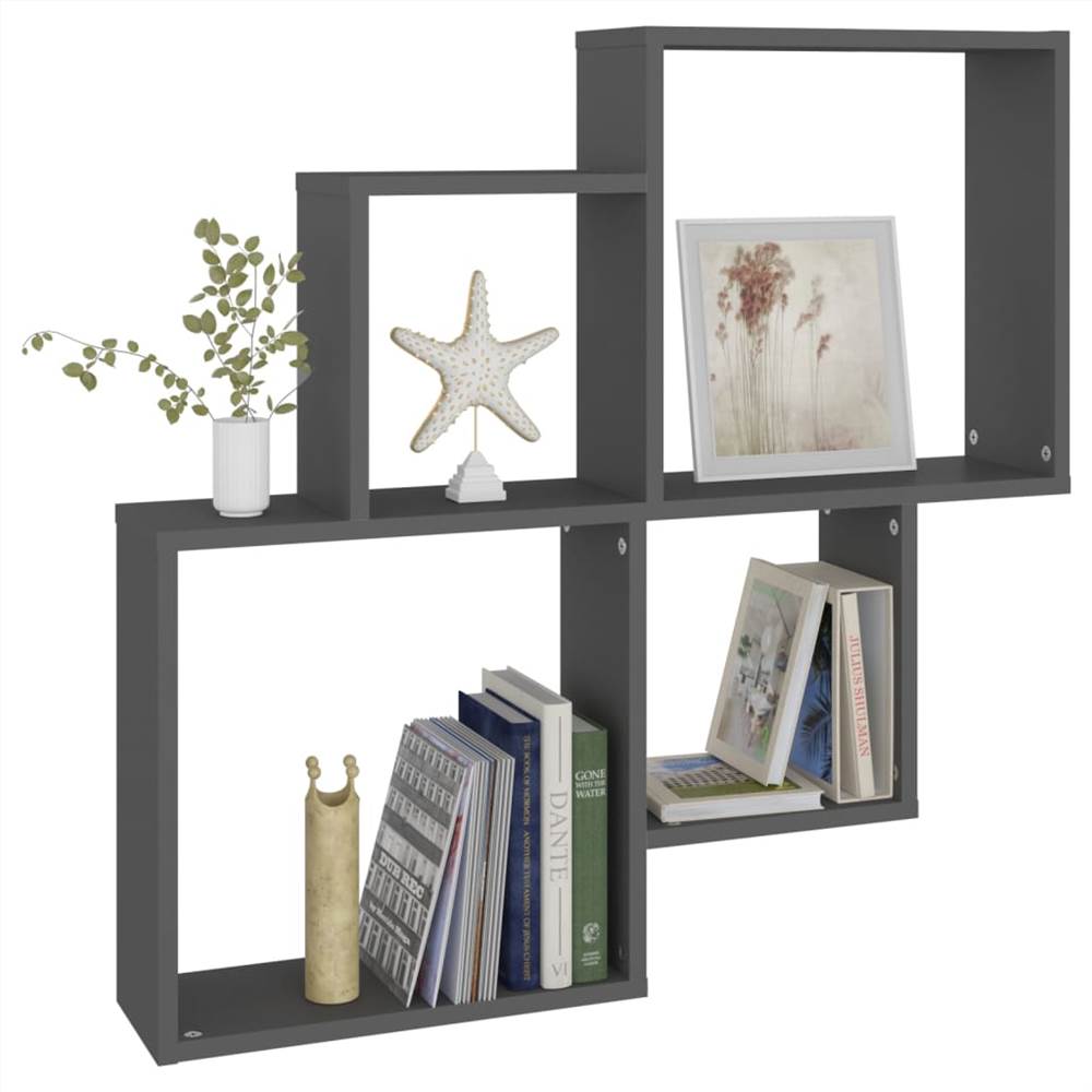 Wall Cube Shelf Grey 80x15x78.5 cm Chipboard