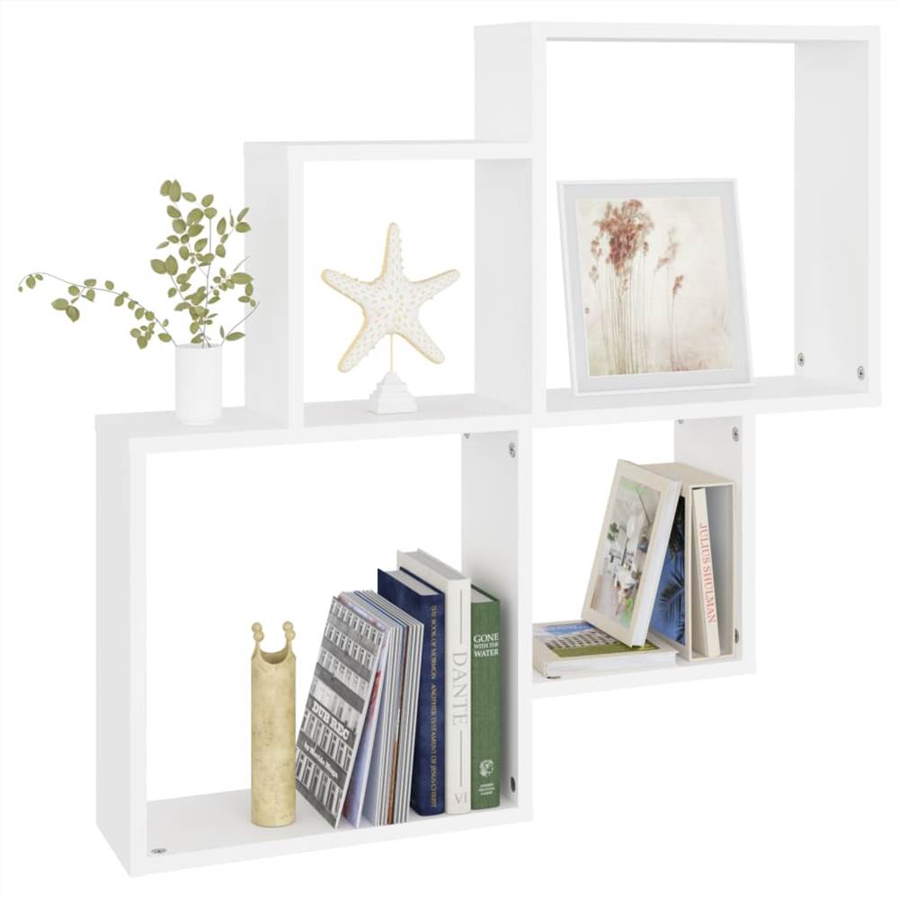 Wall Cube Shelf White 80x15x78.5 cm Chipboard
