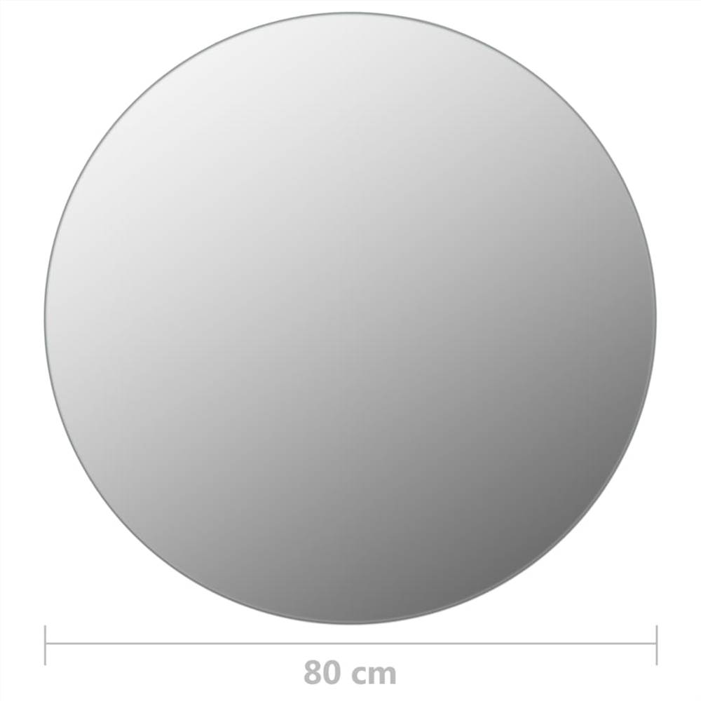 Wall Frameless Mirror with LED Lights Round Glass