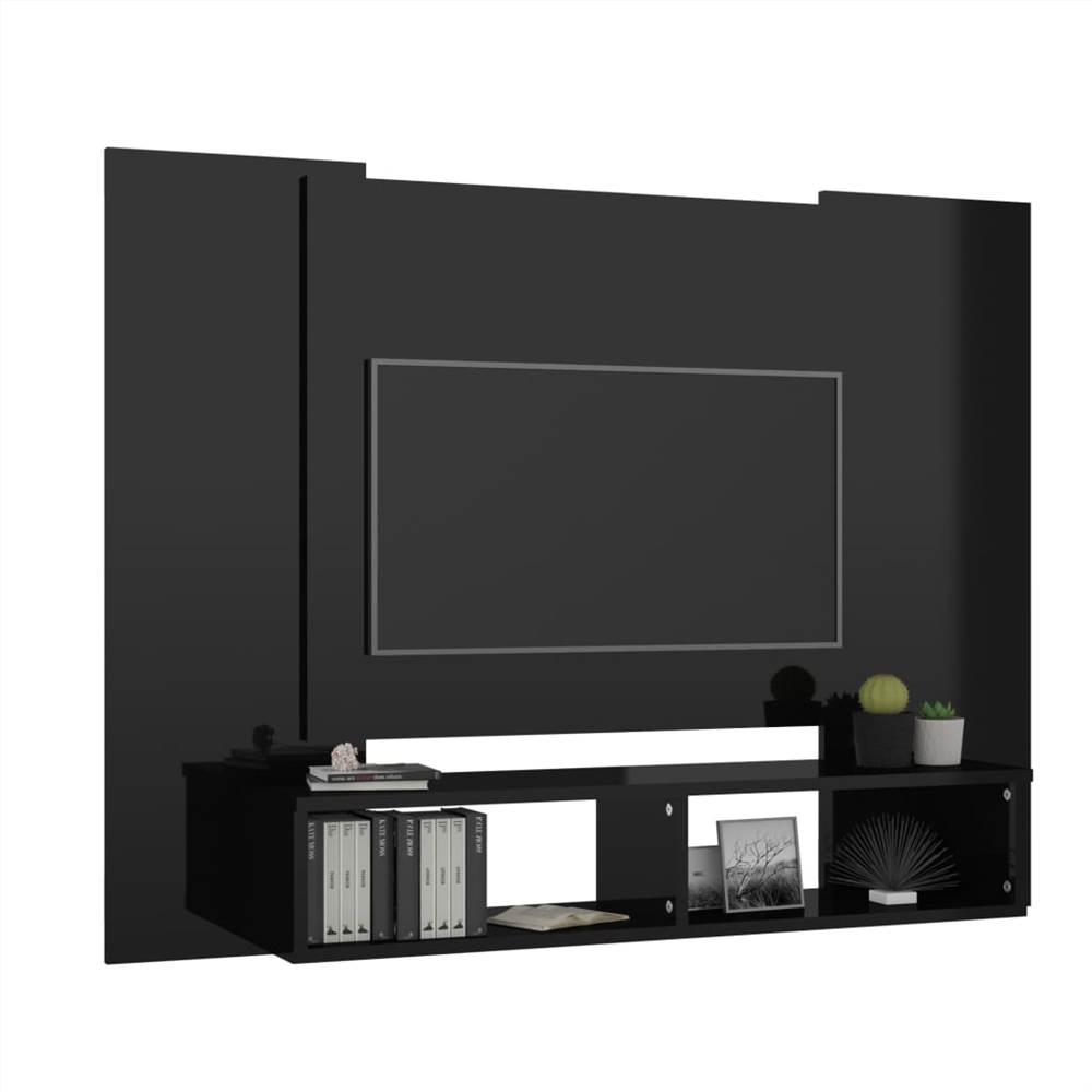 Wall TV Cabinet High Gloss Black 120x23.5x90 cm Chipboard