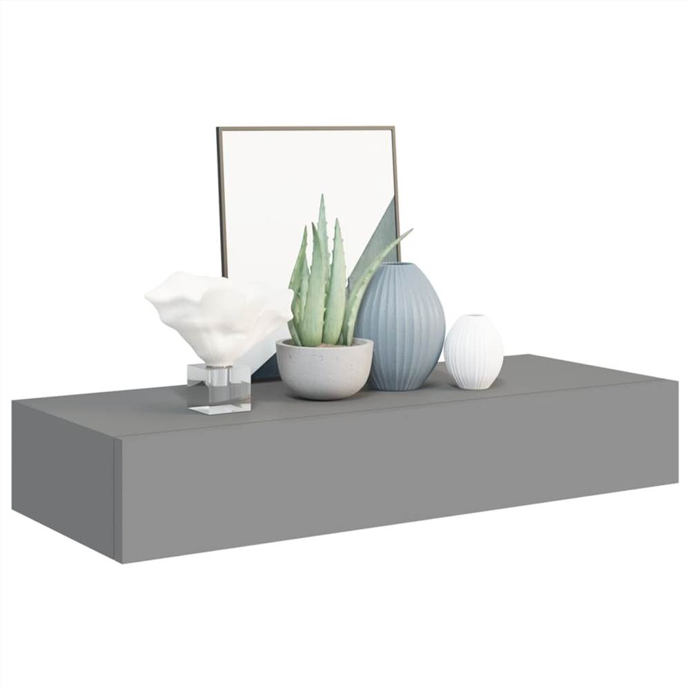 Wall-mounted Drawer Shelf Grey 60x23.5x10cm MDF