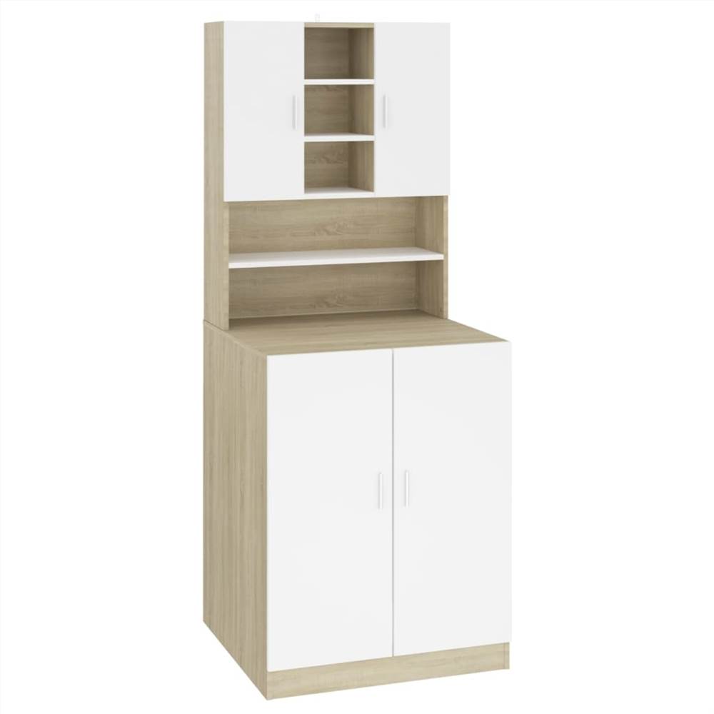 Washing Machine Cabinet White and Sonoma Oak