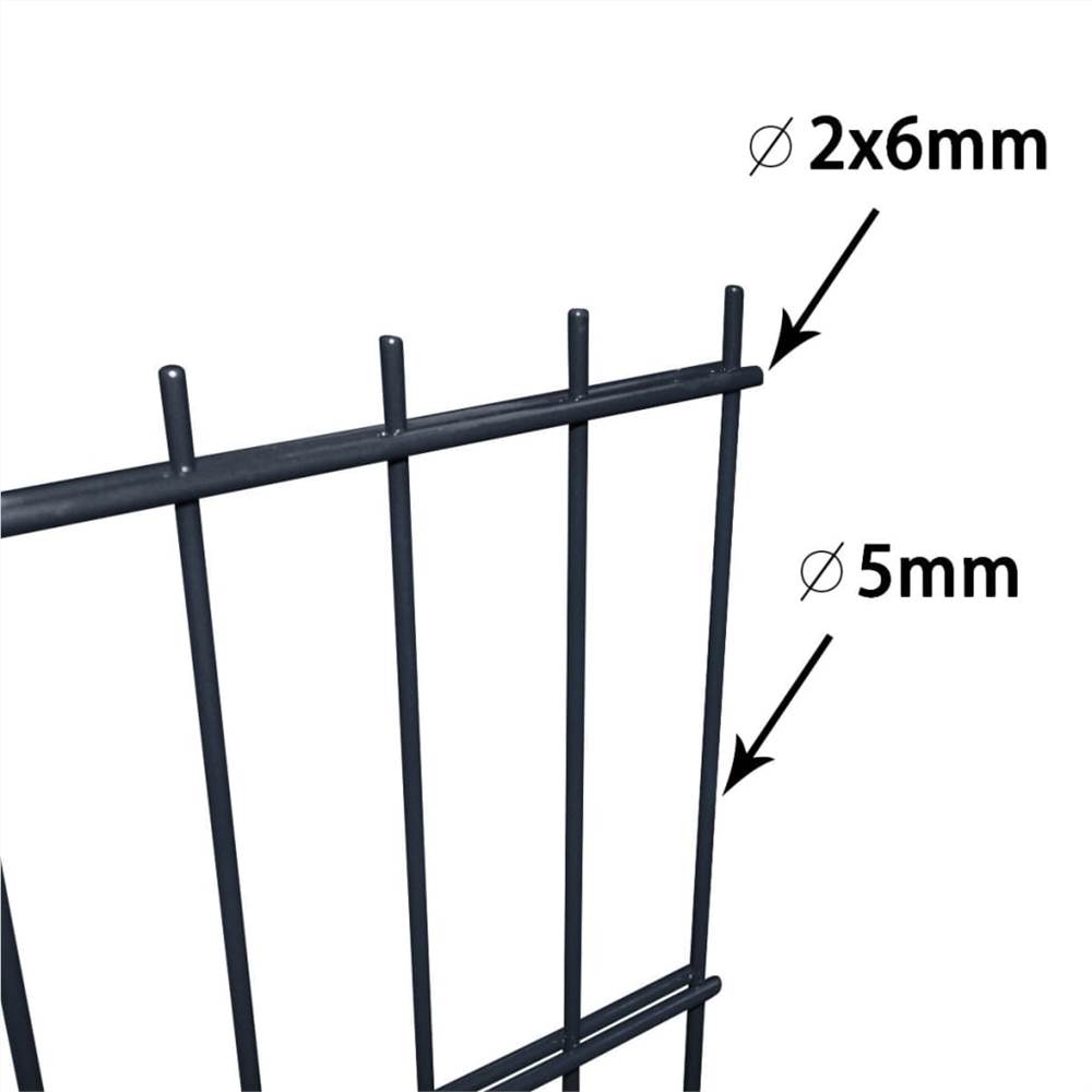 2D Garden Fence Panels 2.008x1.23 m 4 m (Total Length) Grey