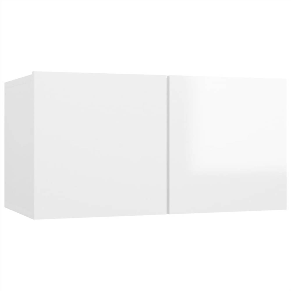3079307 4 Piece TV Cabinet Set High Gloss White Chipboard (804528+803338)