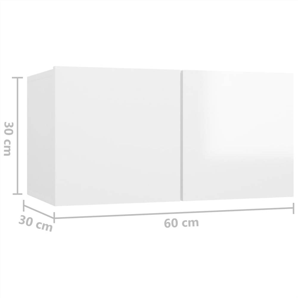 3079307 4 Piece TV Cabinet Set High Gloss White Chipboard (804528+803338)