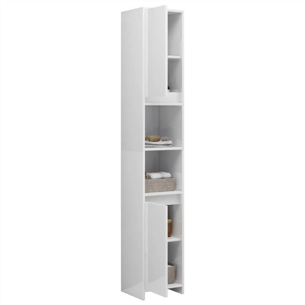 4 Piece Bathroom Furniture Set High Gloss White Chipboard