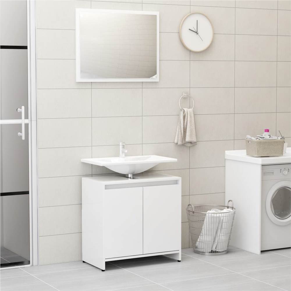 4 Piece Bathroom Furniture Set High Gloss White Chipboard