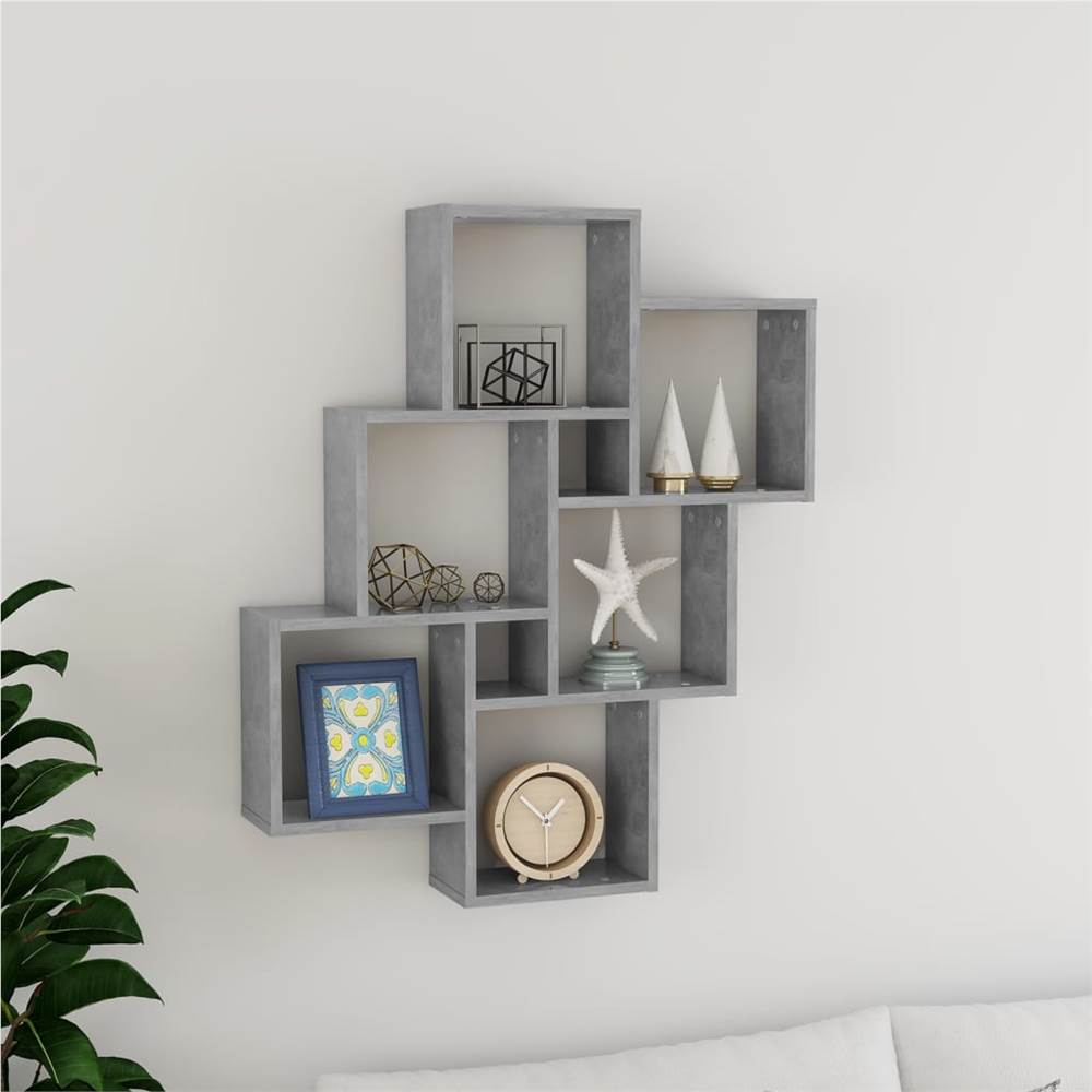 

807173 Wall Cube Shelf Concrete Grey 78x15x93 cm Chipboard