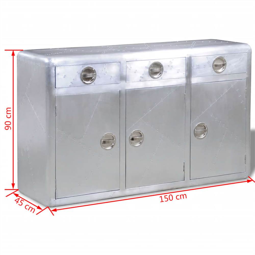 Aviator Sideboard 3 Drawers Vintage Aircraft Airman Aluminium