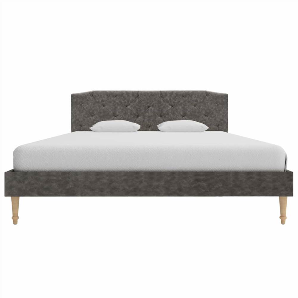 Bed Frame Dark Grey Fabric 135x190 cm