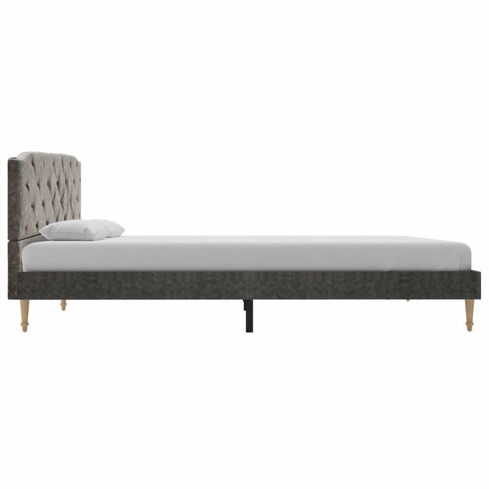 Bed Frame Dark Grey Fabric 135x190 cm