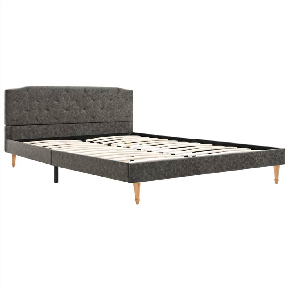Bed Frame Dark Grey Fabric 135x190 cm