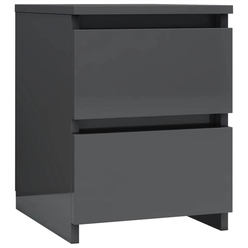 Bedside Cabinet High Gloss Grey 30x30x40 cm Chipboard