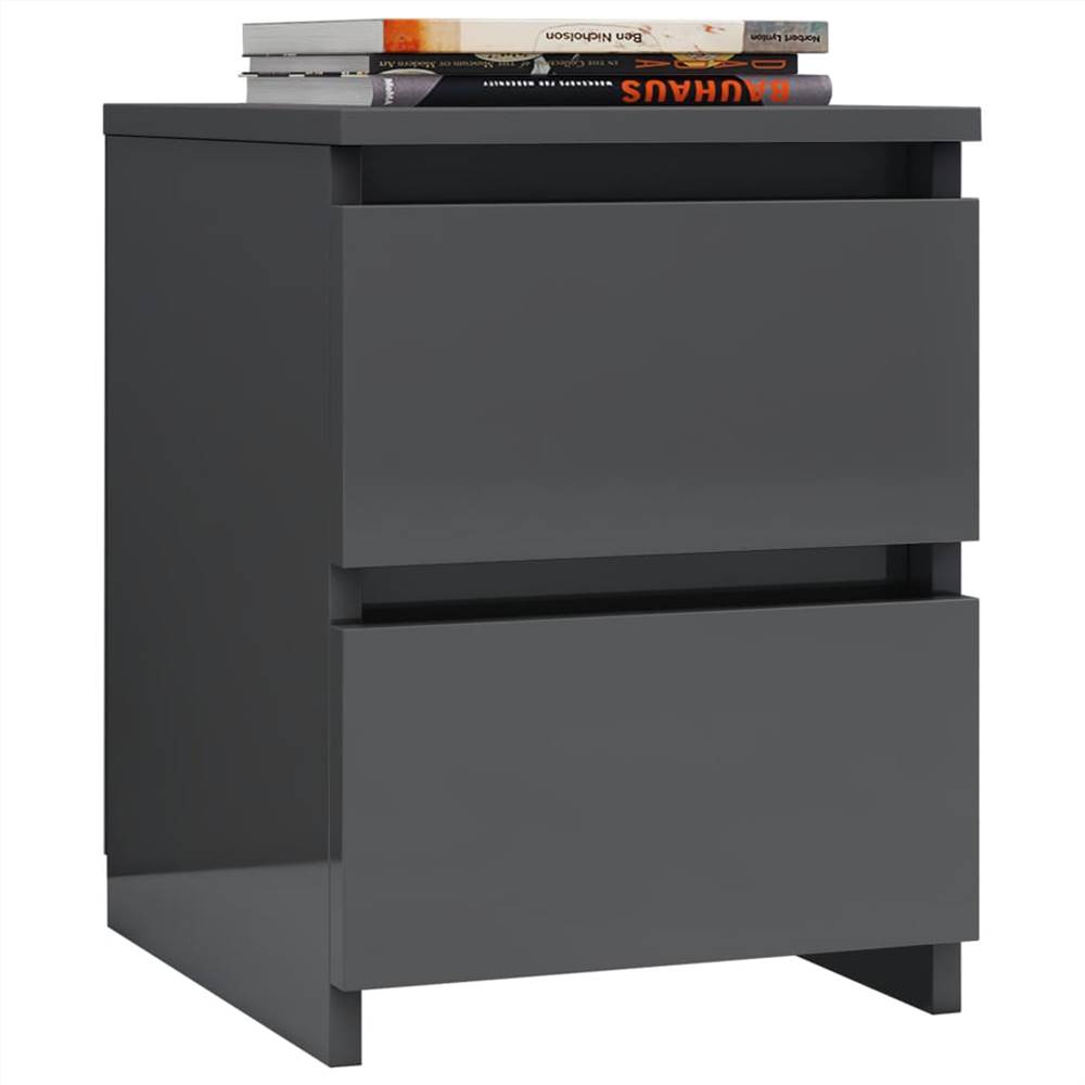 Bedside Cabinet High Gloss Grey 30x30x40 cm Chipboard