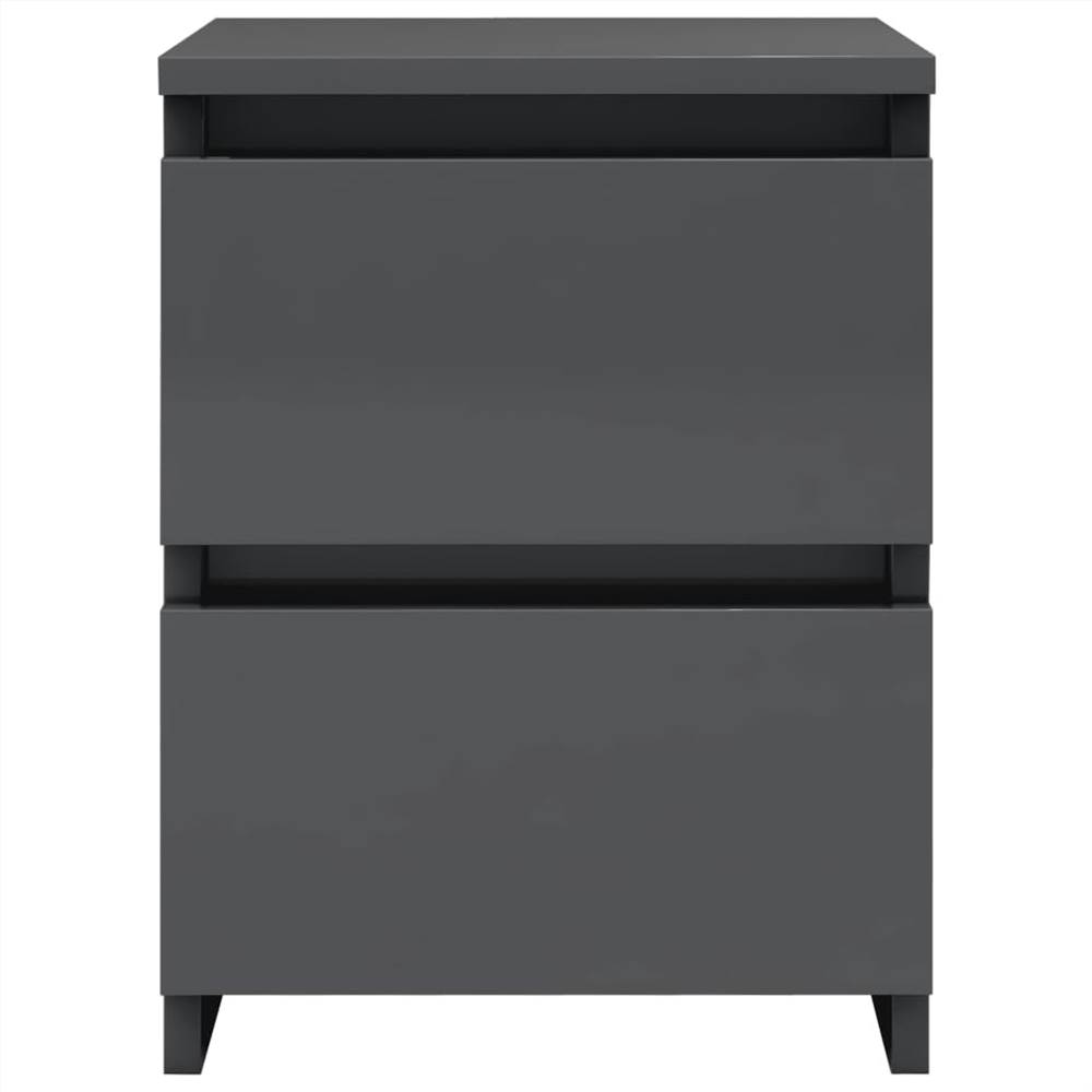 Bedside Cabinet High Gloss Grey 30x30x40 cm Chipboard