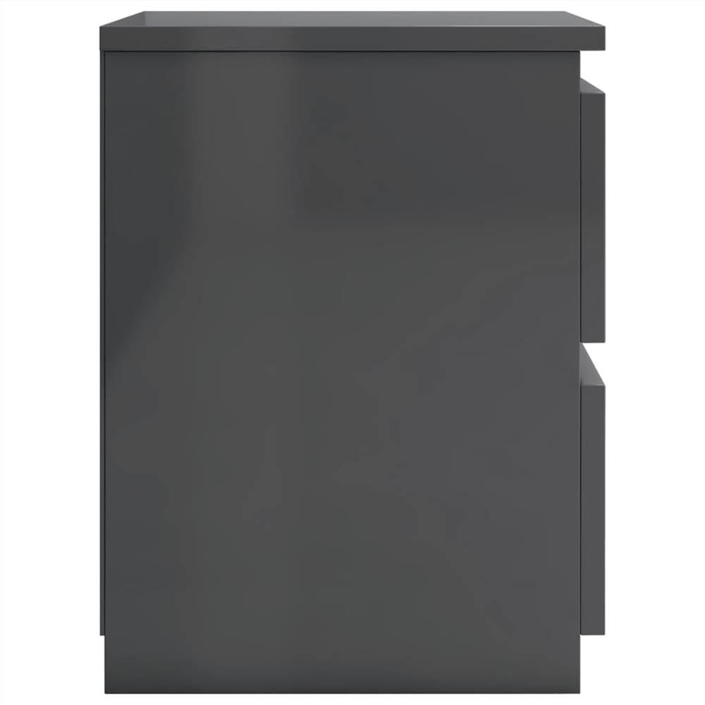 Bedside Cabinet High Gloss Grey 30x30x40 cm Chipboard