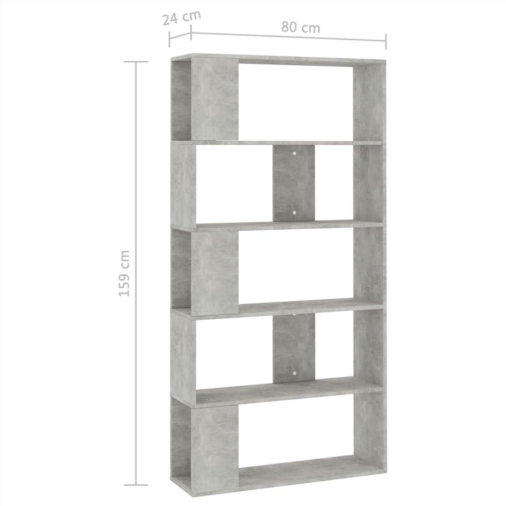Book Cabinet/Room Divider Concrete Grey 80x24x159 cm Chipboard