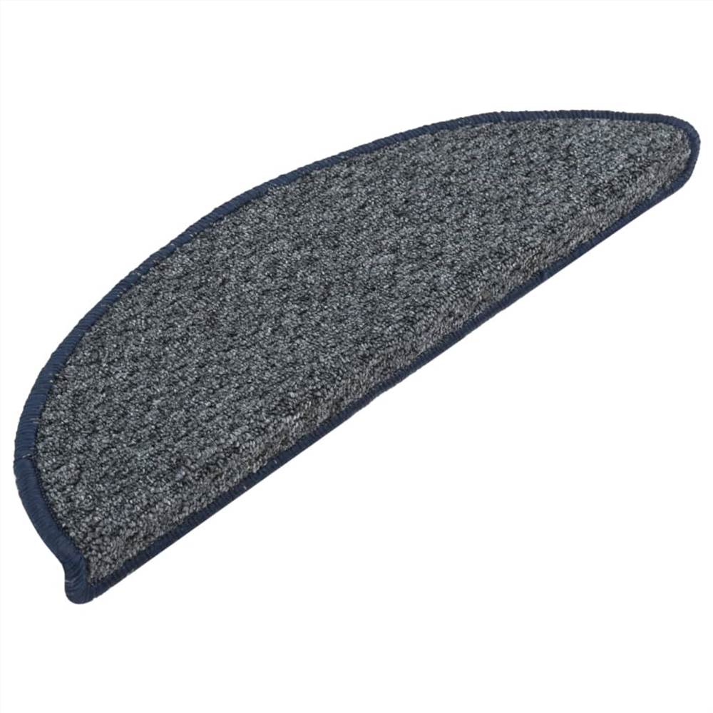 Carpet Stair Treads 15 pcs Dark Blue 56x20 cm