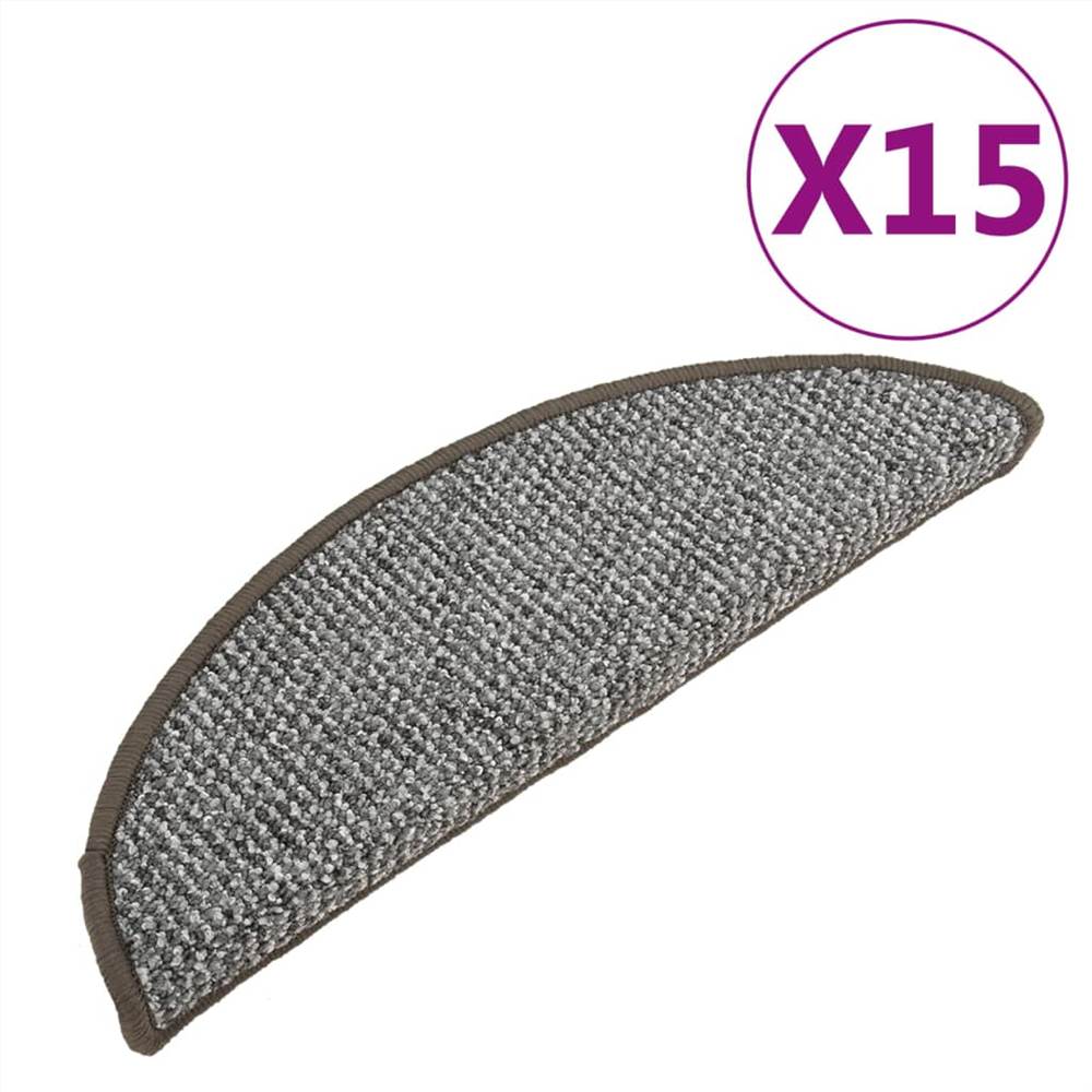 Carpet Stair Treads 15 pcs Grey 56x20 cm