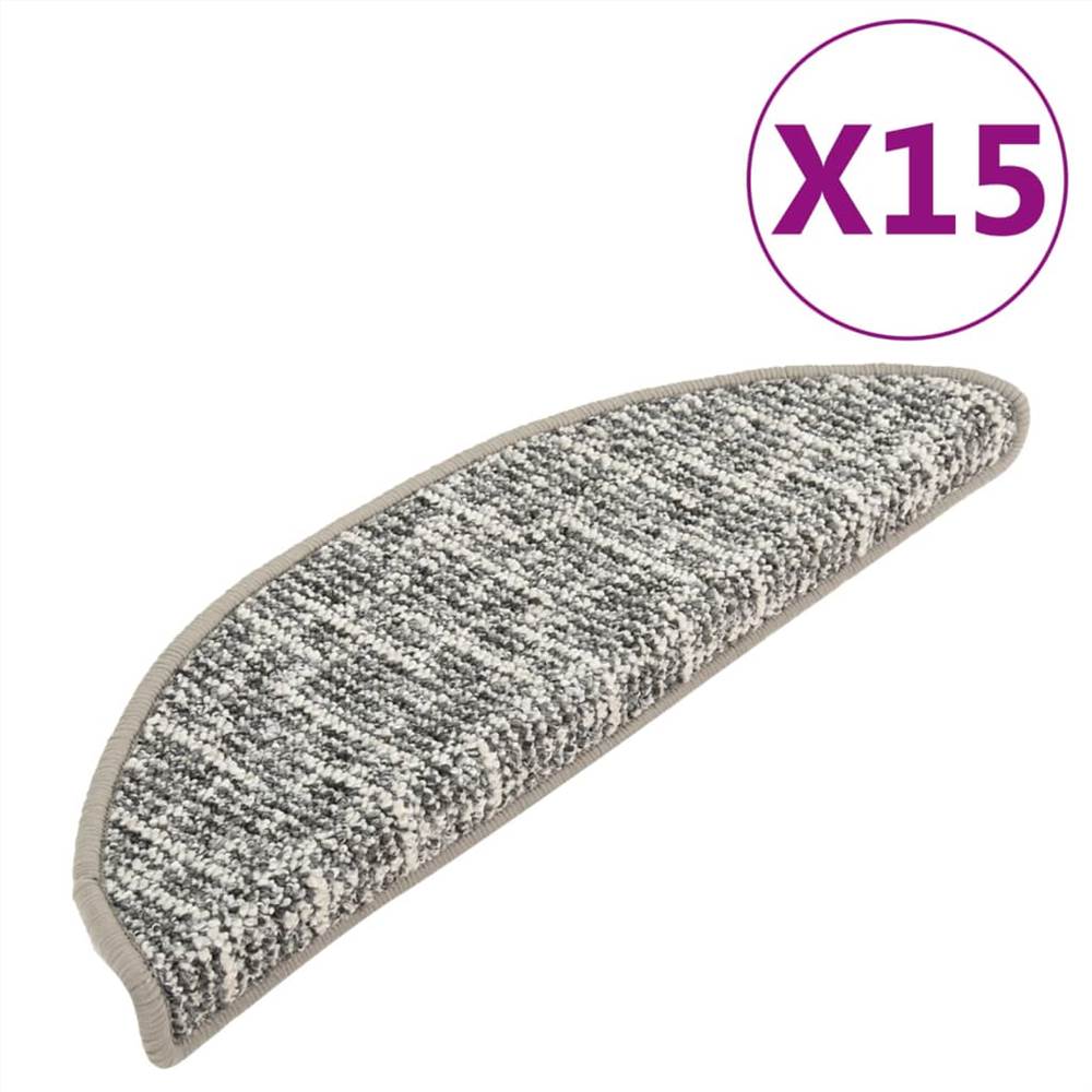 Carpet Stair Treads 15 pcs Grey 56x20 cm