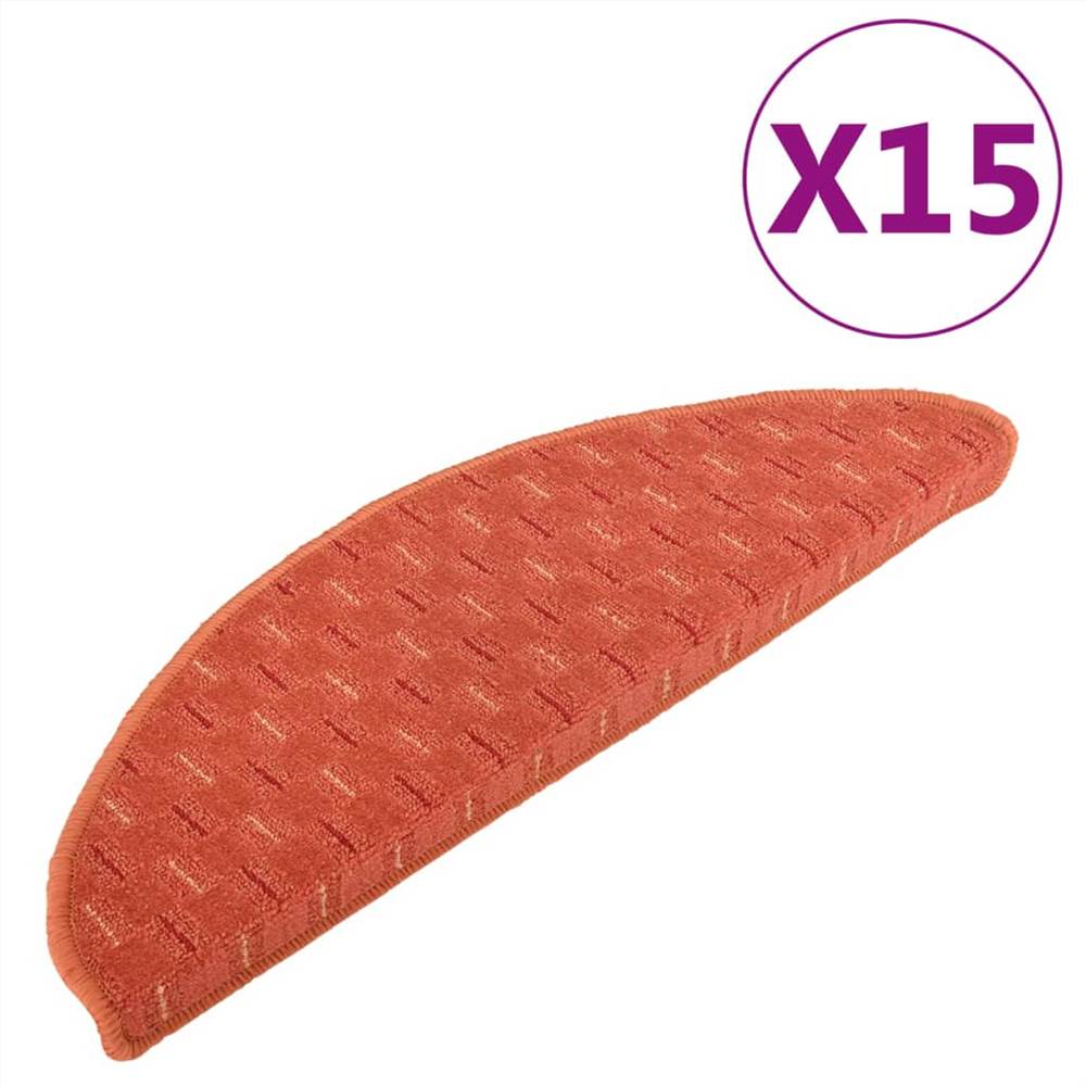 Carpet Stair Treads 15 pcs Orange 56x20 cm