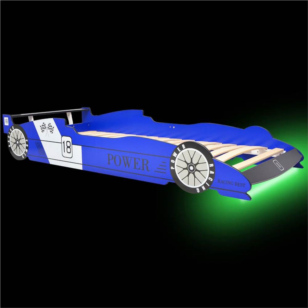 Childrens LED Race Car Bed 90x200 cm Blue