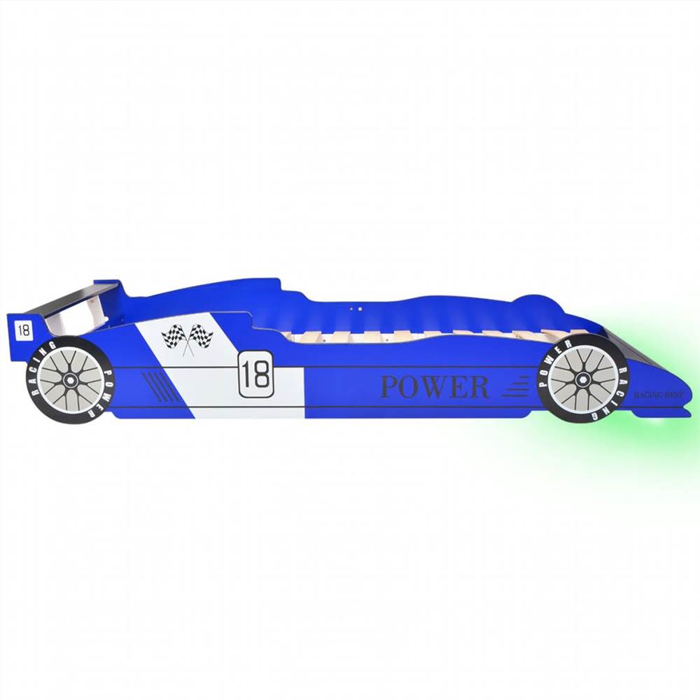 Childrens LED Race Car Bed 90x200 cm Blue