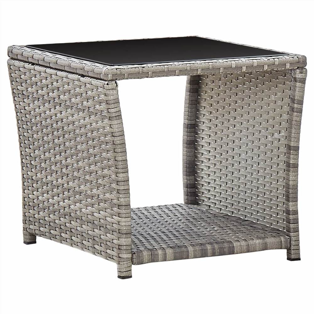 Coffee Table Grey 45x45x40 cm Poly Rattan and Glass
Coffee Table Grey 45x45x40 cm Poly Rattan and Glass