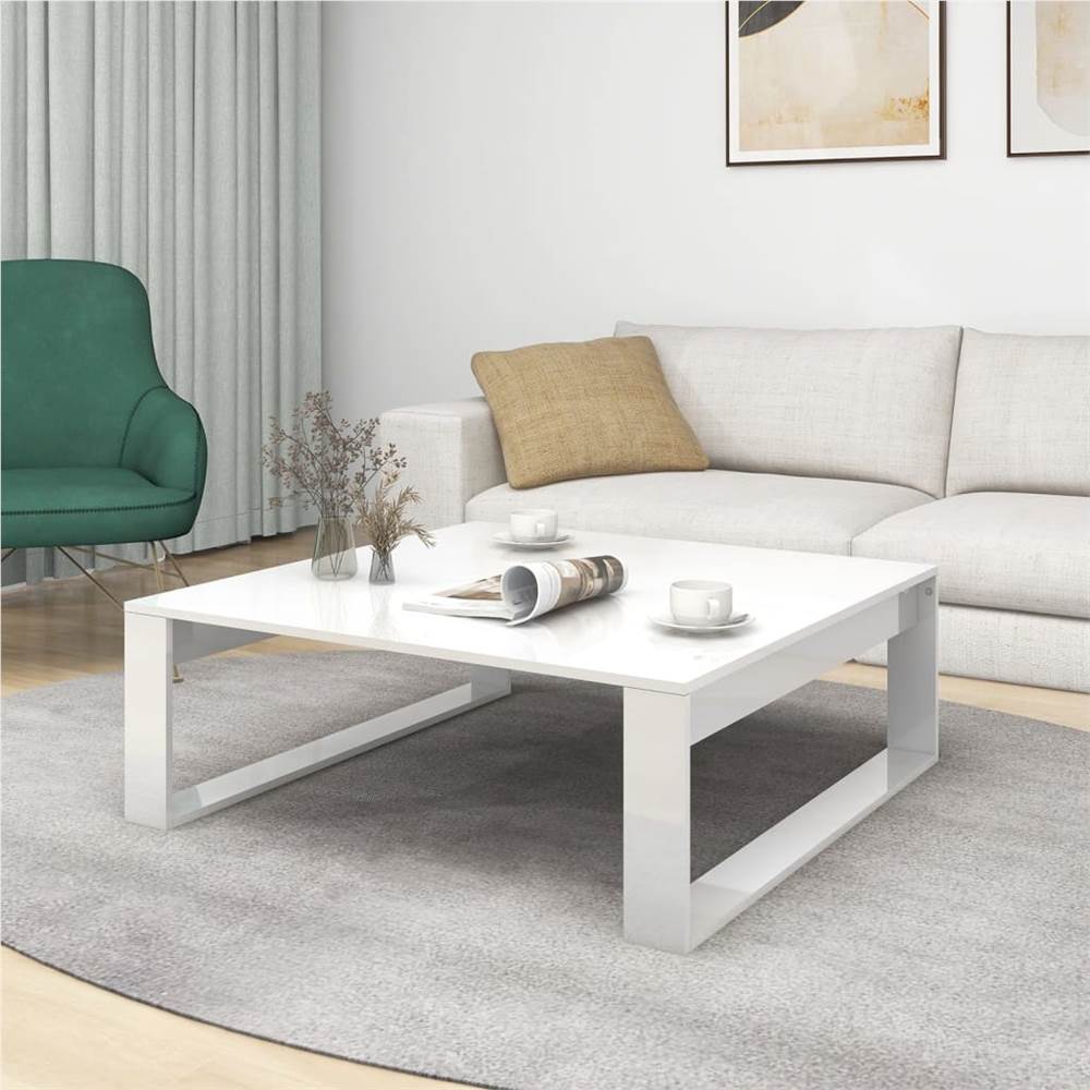 Coffee Table High Gloss White 100x100x35 cm Chipboard