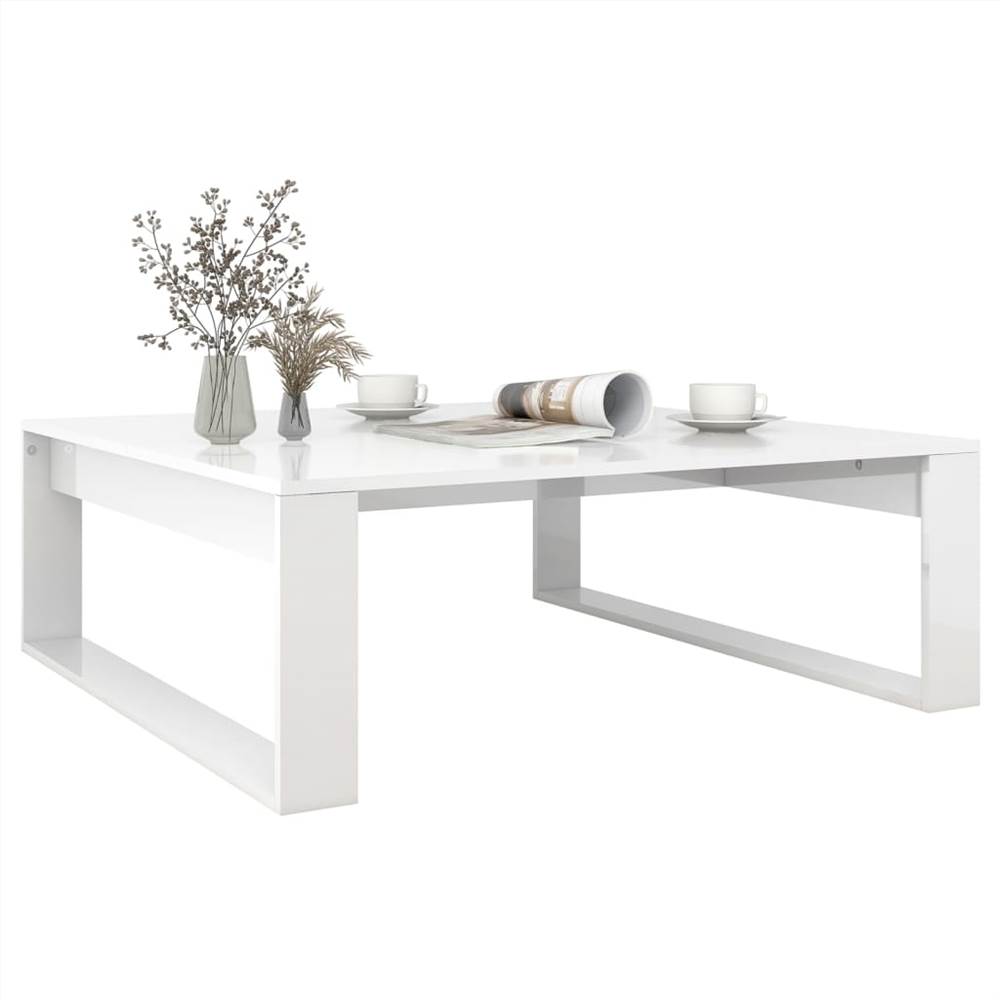 Coffee Table High Gloss White 100x100x35 cm Chipboard