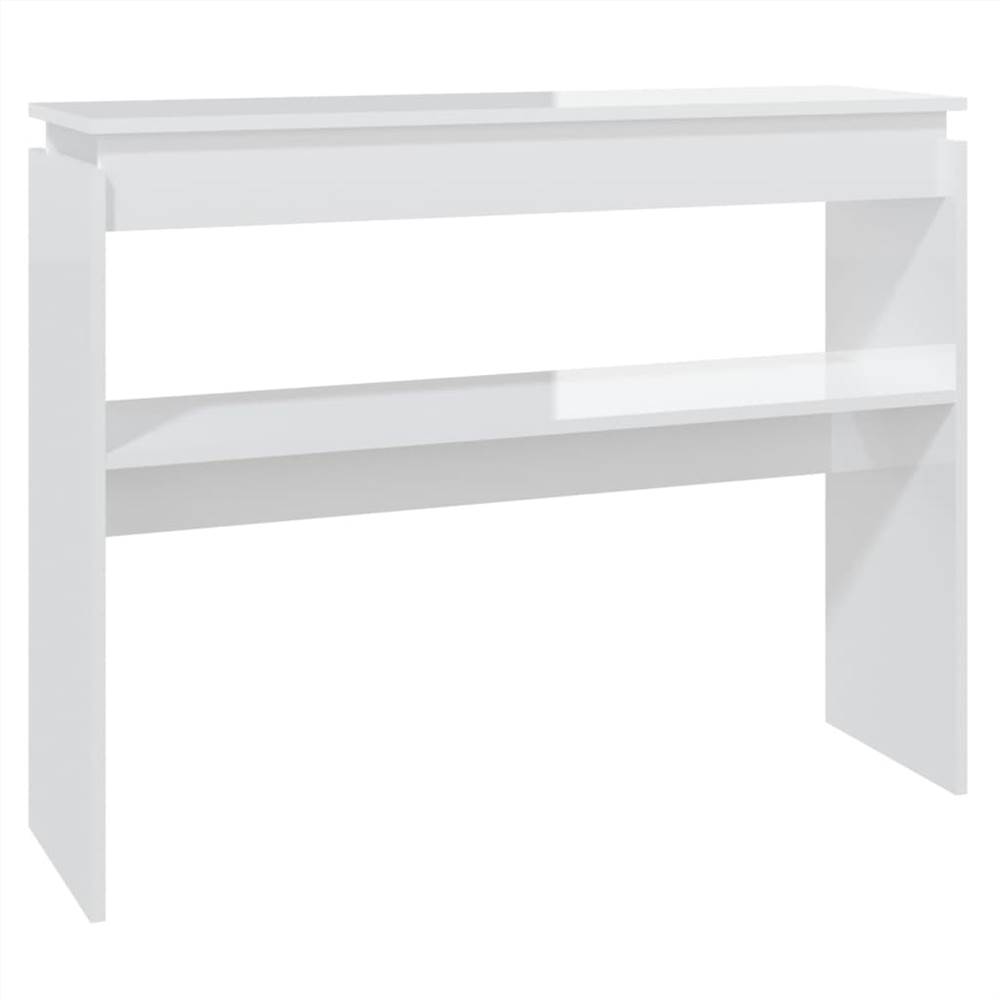 Console Table High Gloss White 102x30x80 cm Chipboard