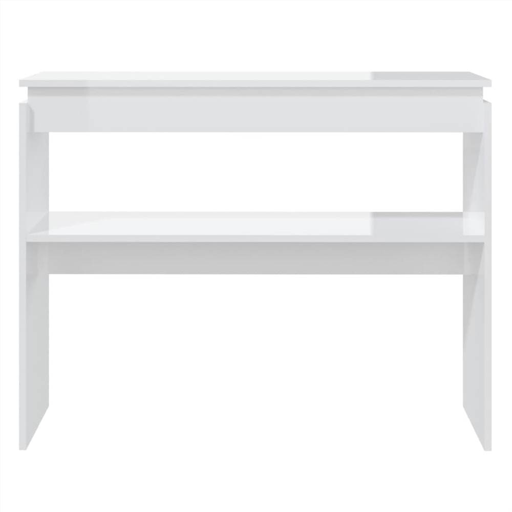 Console Table High Gloss White 102x30x80 cm Chipboard
