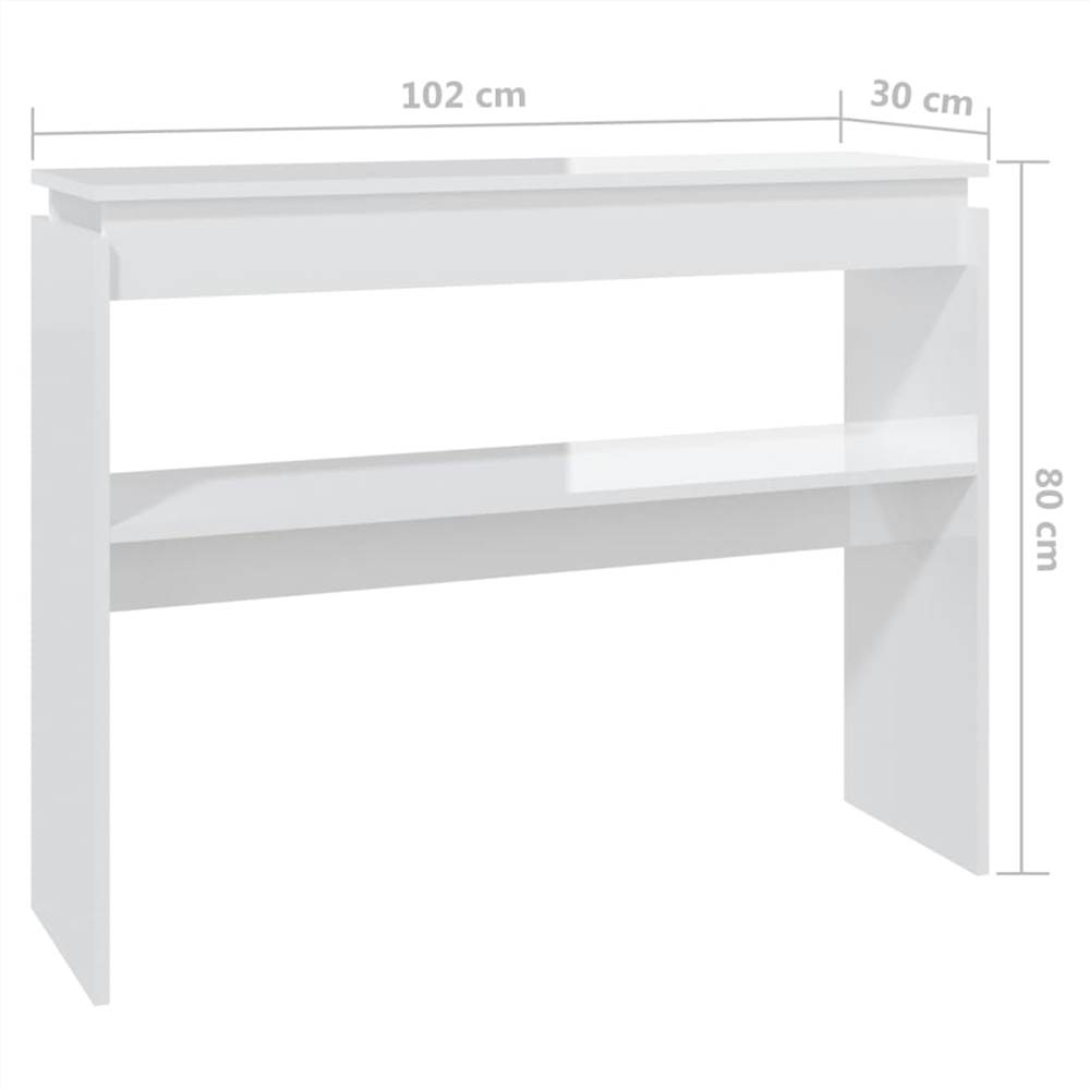Console Table High Gloss White 102x30x80 cm Chipboard