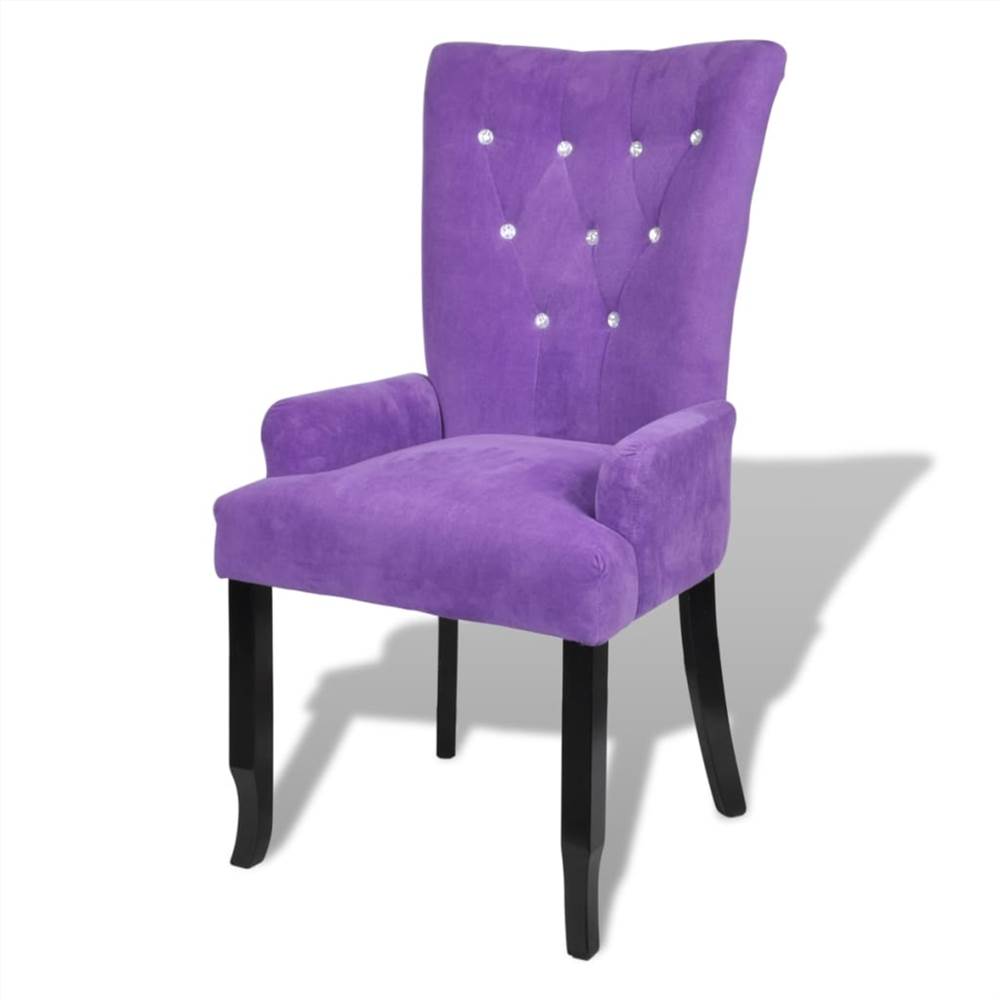 Dining Chair with Armrests Purple Velvet