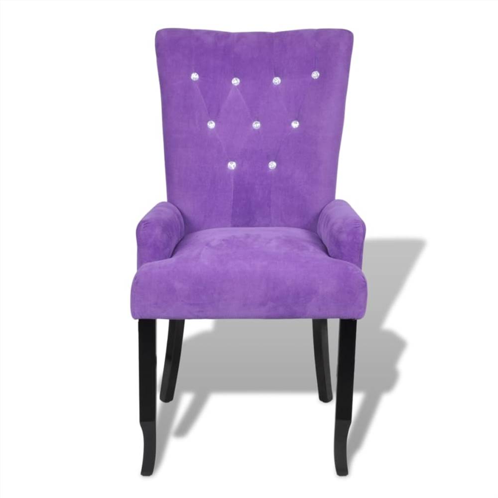 Dining Chair with Armrests Purple Velvet