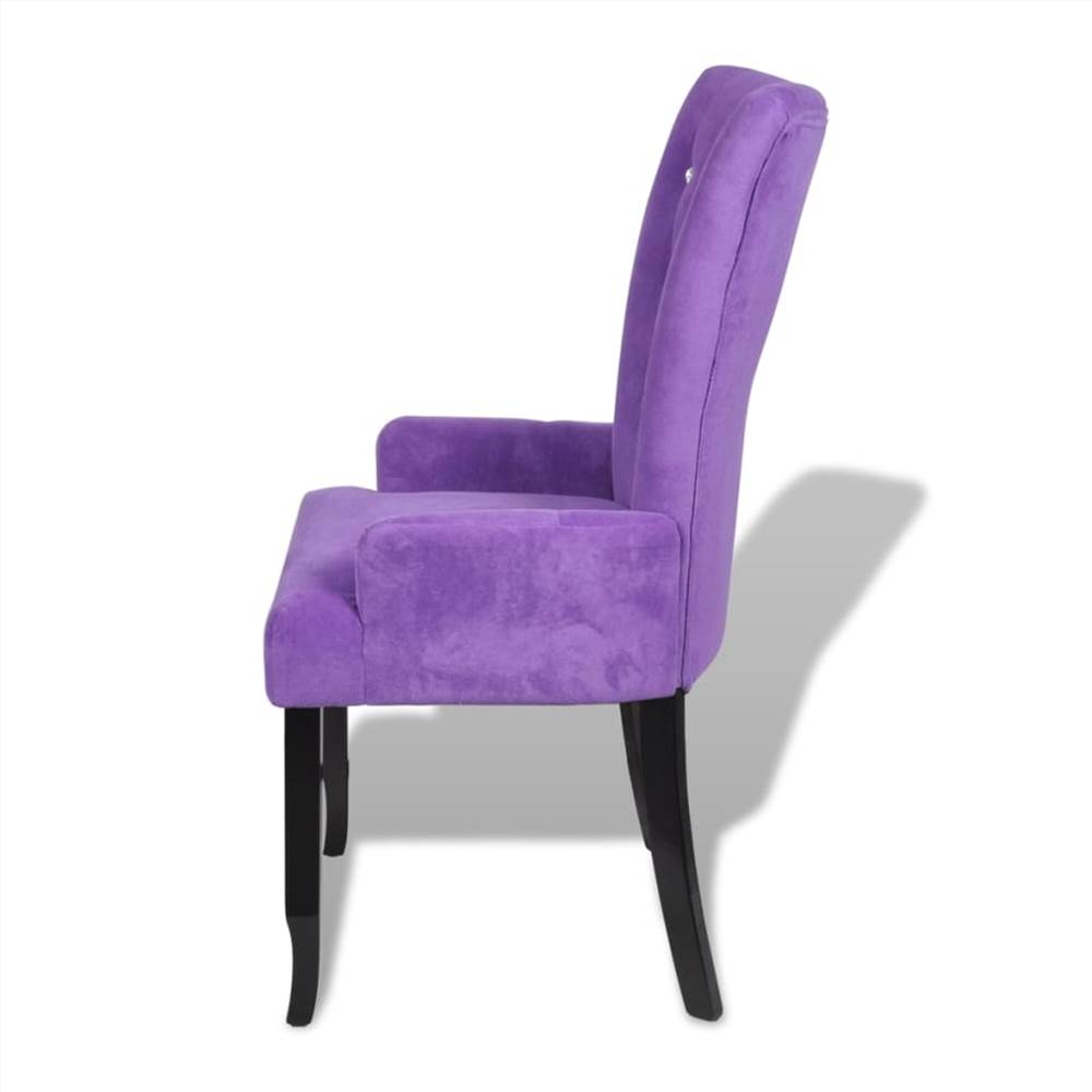 Dining Chair with Armrests Purple Velvet