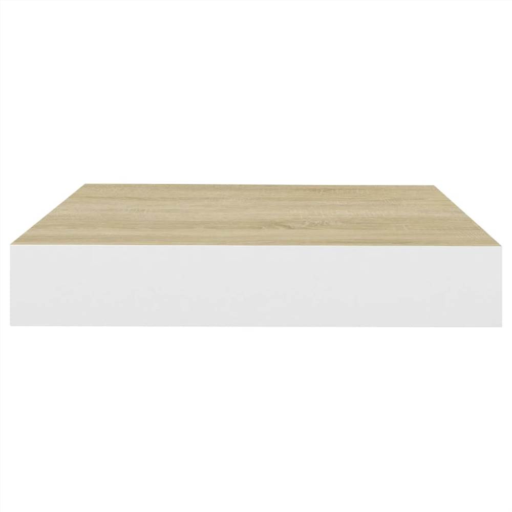 Floating Wall Shelves 2 pcs Oak and White 23x23.5x3.8 cm MDF